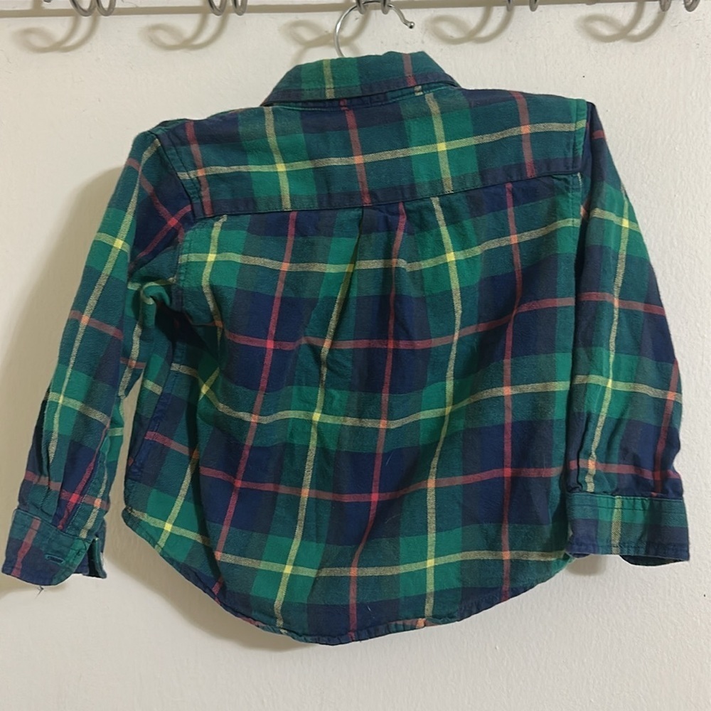 EUC Ralph Lauren Plaid Long Sleeve Button Down Shirt 18 mths - Picture 3 of 4